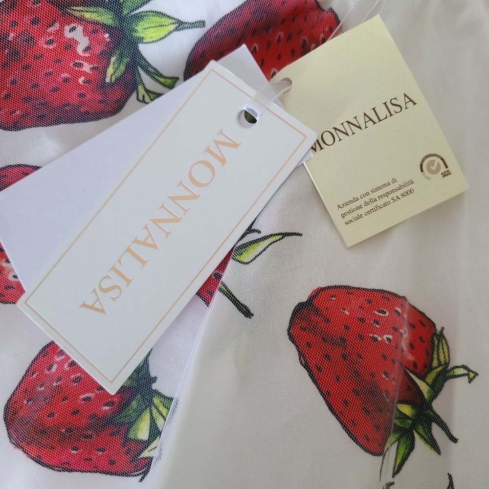 Monnalisa Kids Strawberry Print Full Circle Skirt Made in Italy Size 3 NWT - Picture 5 of 9